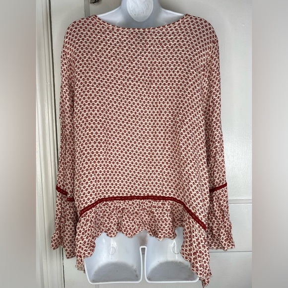 Red Patterned Women's Bohemian Blouse - Picture 3 of 4